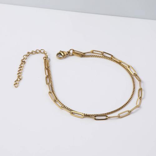 Stainless Steel Jewelry Bracelet 304 Stainless Steel with 5cm extender chain plated fashion jewelry golden Length 18 cm Sold By PC