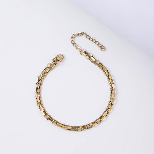 Pulseira  de jóias de aço inox, Aço inoxidável 304, with 5cm extender chain, banhado, joias de moda, dourado, comprimento 17 cm, vendido por PC