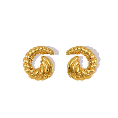 Pendientes de Acero Inoxidable, acero inoxidable 304, Cuerno, 18K chapado en oro, Joyería & para mujer, 22x21mm, Vendido por Par