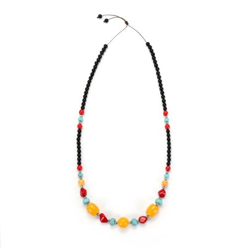 Collier chaîne chandail , Acrylique, avec cire d'abeille & turquoise synthétique, fait à la main, unisexe & styles différents pour le choix, Longueur Environ 90 cm, Vendu par PC