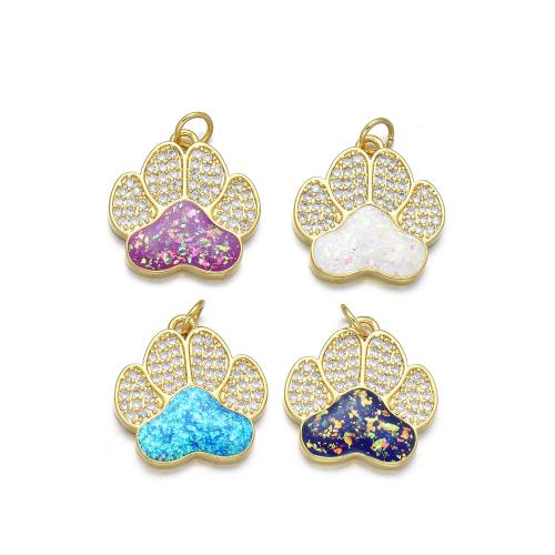 Cubic Zirconia Micro Pave Brass Pendant with Opal plated DIY & micro pave cubic zirconia Sold By PC