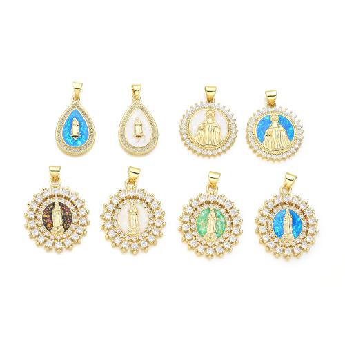 Cubic Zirconia Micro Pave Brass Pendant with Opal plated DIY & micro pave cubic zirconia Sold By PC