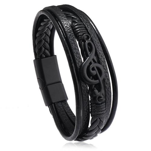 PU Cord Armbånd, Zinc Alloy, med PU, håndlavet, Unisex, flere farver til valg, Længde Ca. 21.5 cm, Solgt af PC