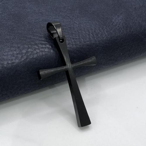 Roestvrij staal Cross Hangers, 316L roestvrij staal, Oversteken, plated, two tone, zwart, 28x40mm, Gat:Ca 4x7mm, 4pC's/Lot, Verkocht door Lot