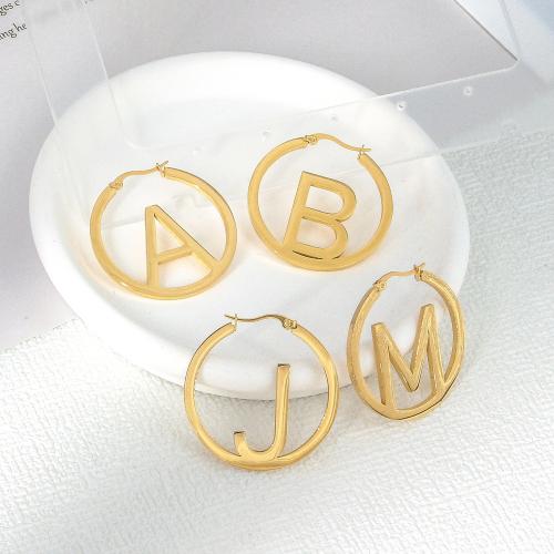 Stainless Steel Lever Terug Earring, 304 roestvrij staal, 18K verguld, mode sieraden & verschillende stijlen voor de keuze & voor vrouw, gouden, diameter 40mm, Verkocht door pair