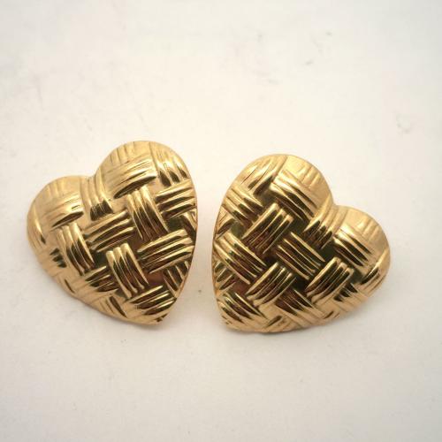 Post de brinco de aço inoxidável, Aço inoxidável 304, Coração, DIY, dourado, 20x19mm, vendido por par