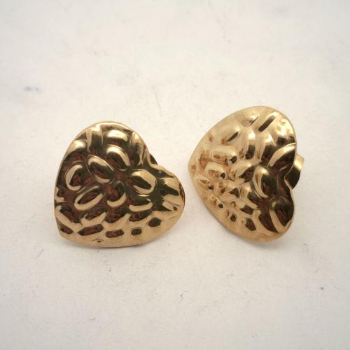 Post de brinco de aço inoxidável, Aço inoxidável 304, Coração, DIY, dourado, 16x15mm, vendido por par