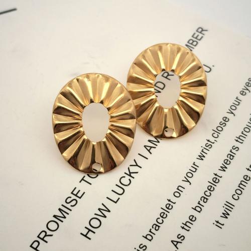 Roestvrij staal Earring bericht, 304 roestvrij staal, DIY, gouden, 21x18mm, Verkocht door pair