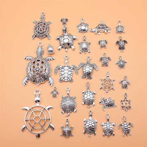 Zinc Alloy Animal Pendants Turtle antique silver color plated DIY Sold By Set