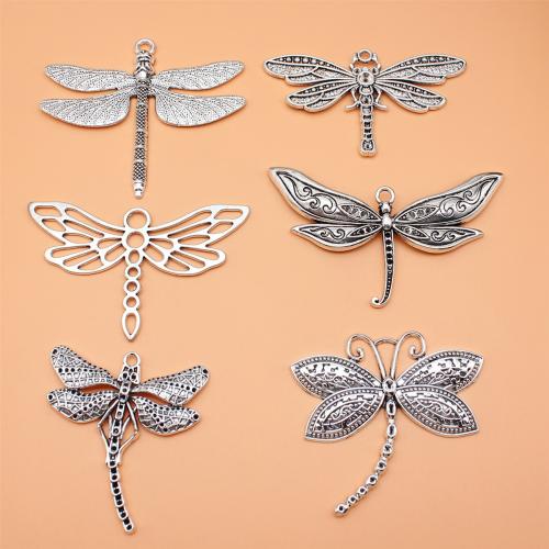 Zinek zvířat Přívěsky, Dragonfly, starožitné barva postříbřená, DIY, 6PC/nastavit, Prodáno By nastavit