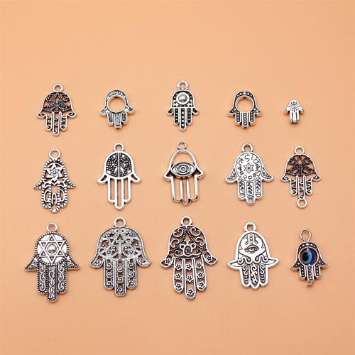 Zinc Alloy Pendants Hand antique silver color plated DIY Sold By Set