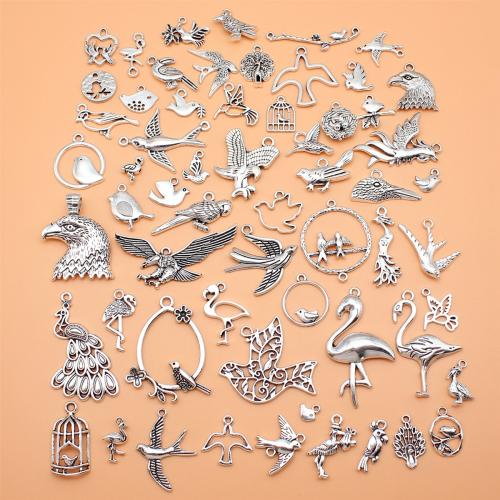 Zinc Alloy Animal Pendants antique silver color plated DIY Sold By Set