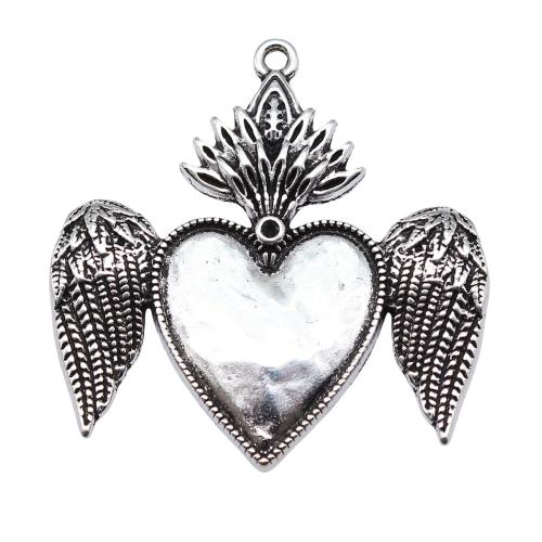 Pendentifs coeur en alliage de zinc, Plaqué de couleur d'argent, DIY, 43x42mm, Vendu par PC