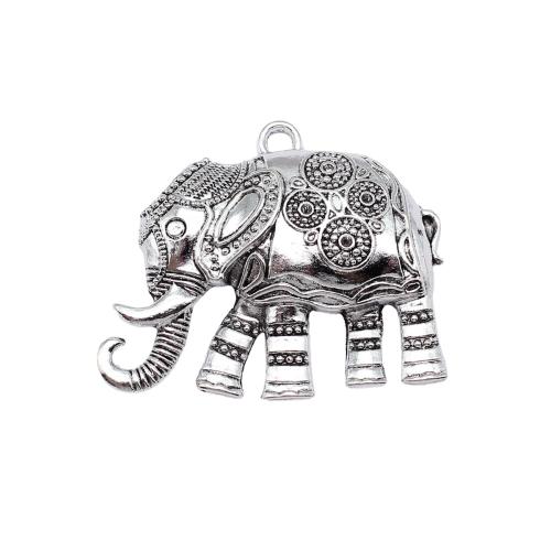 Zinc Alloy Animal Pendler, Elephant, antik sølv farve forgyldt, du kan DIY, 57x49mm, Solgt af PC