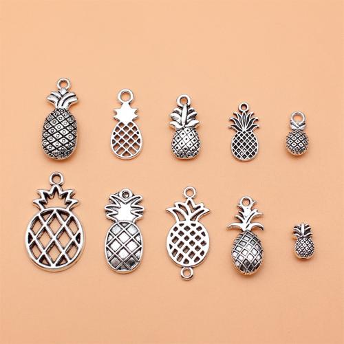 Zinc Alloy Pendants Pineapple antique silver color plated DIY Sold By Set