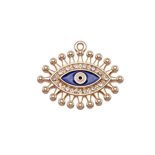 Pendants Eye olc, Sinc Alloy, dath an óir plated, DIY & cruan & le rhinestone, 25x21mm, Díolta De réir PC