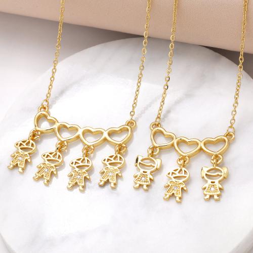 Cubic Zircon Micro Pave Brass Necklace gold color plated fashion jewelry & micro pave cubic zirconia golden nickel lead & cadmium free Sold By PC