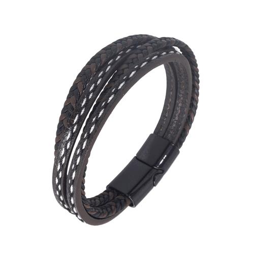 PU cavo bracciali, lega in zinco, with PU, fatto a mano, unisex, nessuno, Lunghezza Appross. 21 cm, Venduto da PC