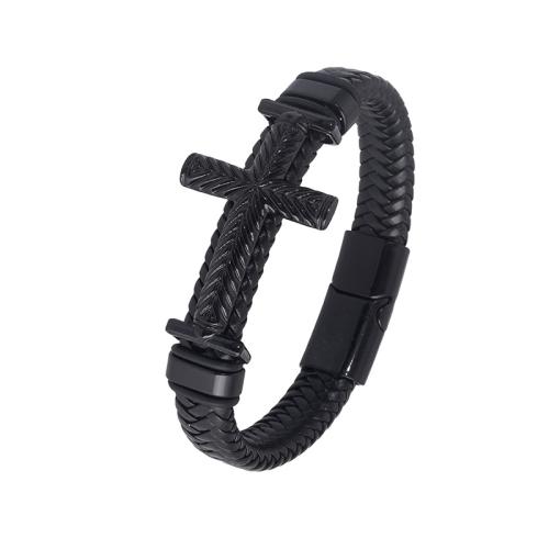 Lederen koord armband, Zinc Alloy, met Kunstleer, plated, uniseks, meer kleuren voor de keuze, Lengte Ca 21-22 cm, Verkocht door PC