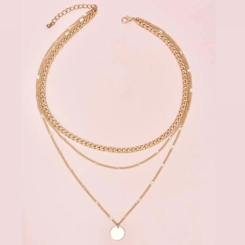 Collier de bijoux en alliage de zinc, Placage, pour femme, doré, 35/38/42cm/ Tail chain 5cm, Vendu par PC