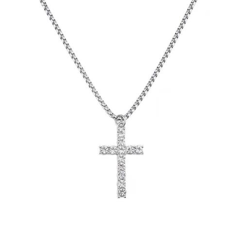 Lo zinco in lega gioielli collana, lega in zinco, placcato, unisex & Micro spianare cubic zirconia, argento, Lunghezza Appross. 51-80 cm, Venduto da PC