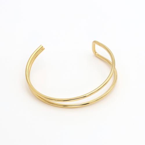 Titanium Staal Manchet Bangle, gold plated, mode sieraden & voor vrouw & hol, Verkocht door PC