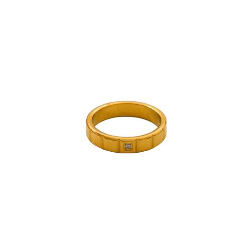 Titanium Staal Finger Ring, gold plated, voor vrouw & met strass, Maat:8, Verkocht door PC