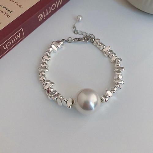 Conjuntos de joyería de aleación de zinc, con Shell Pearl, con 5cm extender cadena, diferentes estilos para la opción & para mujer, plateado, longitud aproximado 40 cm, aproximado 18 cm, Vendido por UD