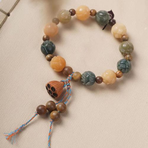 Multi gemstone pulseira, with Bolinhas de madeira Bodhi, joias de moda & unissex, Diameter:8cm, vendido por PC