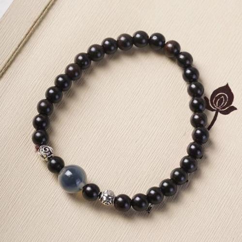 black Sandalwood bracelet, avec Agate, bijoux de mode & unisexe, Diameter:8cm, Vendu par PC