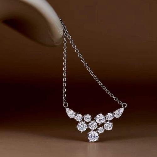 Cubic Zircon Micro Pave Brass Necklace fashion jewelry & micro pave cubic zirconia & for woman Sold Per Approx 45 cm Strand