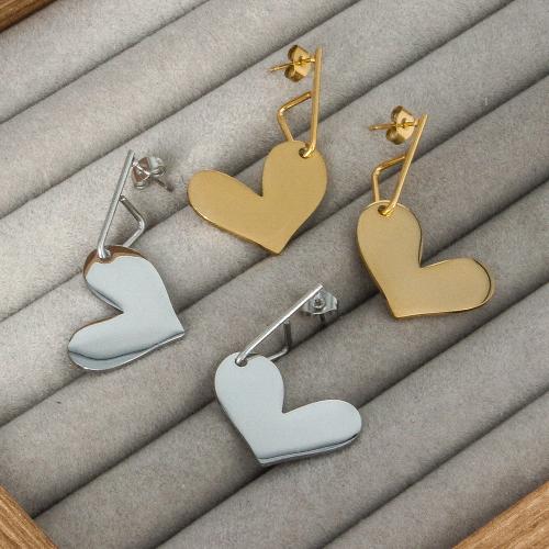 Stainless Steel Drop Earring 304 Stainless Steel Heart Vacuum Ion Plating fashion jewelry & for woman Sold By Pair