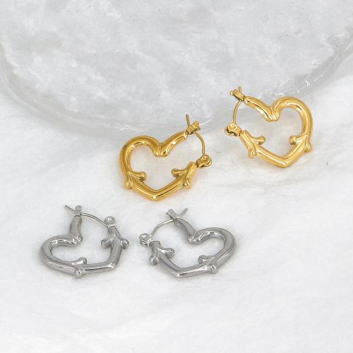 Stainless Steel Lever Terug Earring, 304 roestvrij staal, Hart, mode sieraden & voor vrouw, meer kleuren voor de keuze, 23x21mm, Verkocht door pair