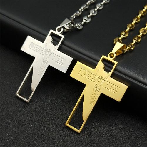 Stainless Steel Jewelry Necklace 304 Stainless Steel Cross polished fashion jewelry & Unisex Length Approx 60 cm Sold By PC