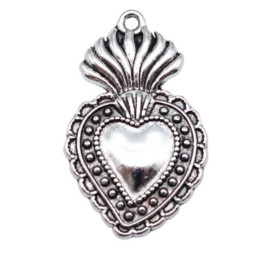 Pendentifs coeur en alliage de zinc, Plaqué de couleur d'argent, DIY, 35x22mm, Vendu par PC