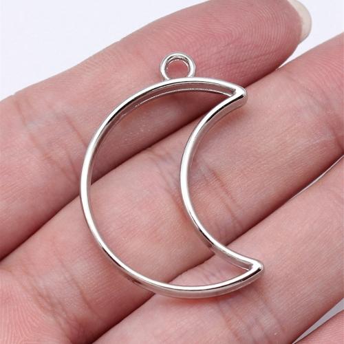 Zinc Alloy Moon Pendler, forgyldt, du kan DIY & hule, flere farver til valg, 37x25x3.90mm, Solgt af PC