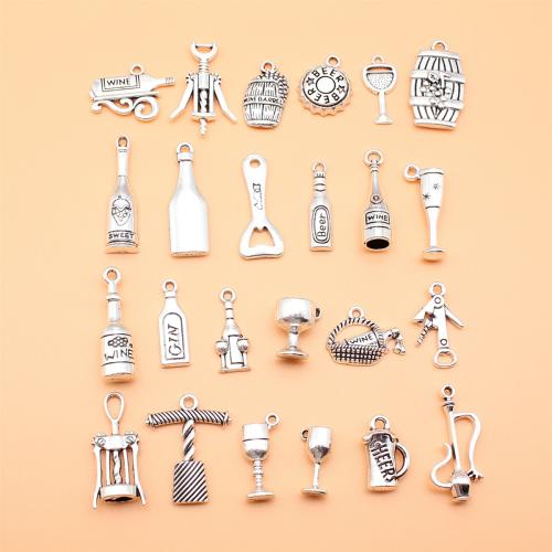 Ciondoli in lega di zinco, lega in zinco, placcato argento antico, DIY, 24PC/set, Venduto da set