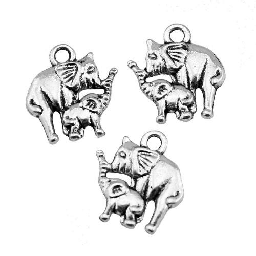 Zinc Alloy Animal Pendler, Elephant, forgyldt, du kan DIY, flere farver til valg, 16x14mm, Solgt af PC