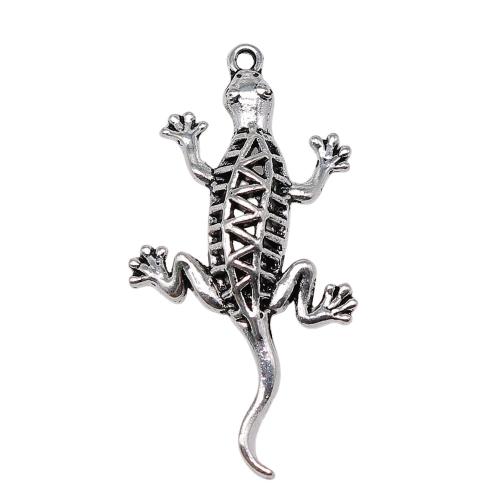 Zinklegering Animal Hangers, Zinc Alloy, Gekko, antiek zilver plated, DIY, 50x26mm, Verkocht door PC