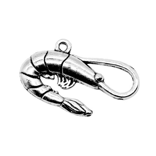 Zinklegering Animal Hangers, Zinc Alloy, Kreeft, antiek zilver plated, DIY, 28x15mm, Verkocht door PC