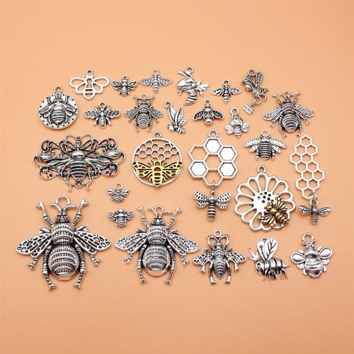 Zinc Alloy Animal Pendler, Bee, forgyldt, du kan DIY, blandede farver, 26pc'er/sæt, Solgt af sæt