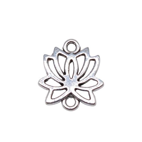 Flower Zinc Alloy Connector antique silver color plated DIY & 1/1 loop Sold By PC