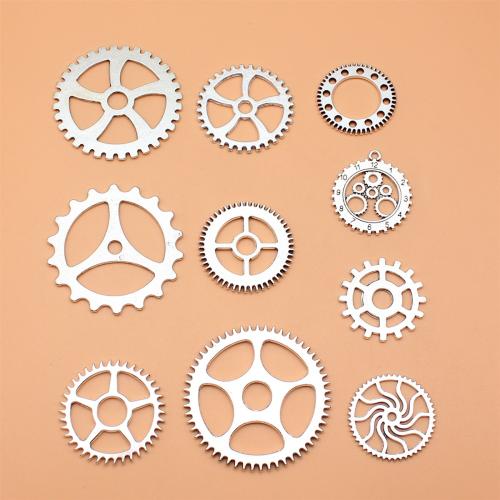 Ciondoli in lega di zinco, lega in zinco, Gear Wheel, placcato argento antico, DIY, 10PC/set, Venduto da set