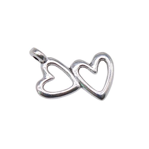 Pendentifs coeur en alliage de zinc, Plaqué de couleur d'argent, DIY & creux, 18x16mm, Vendu par PC