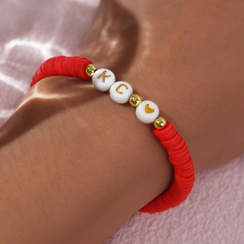 Arcilla polimero Pulsera, con Plástico, para mujer, Rojo, longitud 17.5 cm, Vendido por UD