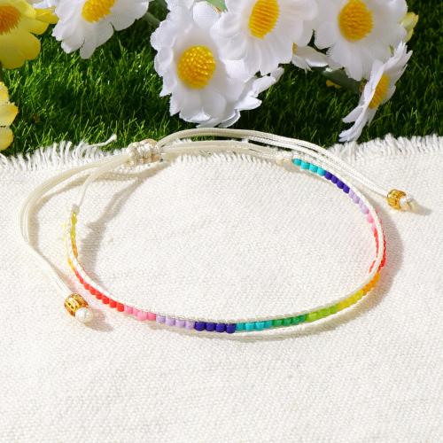 Seedbead Armband, mit Baumwollfaden, Einstellbar & für Frau, farbenfroh, Länge 28 cm, verkauft von PC