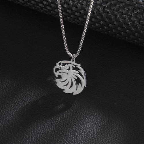 Stainless Steel Sweater Chain Necklace 304 Stainless Steel eagle silver color plated Unisex & hollow Length 60 cm Sold By PC