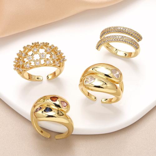 Kubieke Circonia Micro Pave Brass Ring, Messing, gold plated, mode sieraden & verschillende ontwerpen voor de keuze & micro pave zirconia, gouden, nikkel, lood en cadmium vrij, Ring diameter: 1.7cm, Verkocht door PC