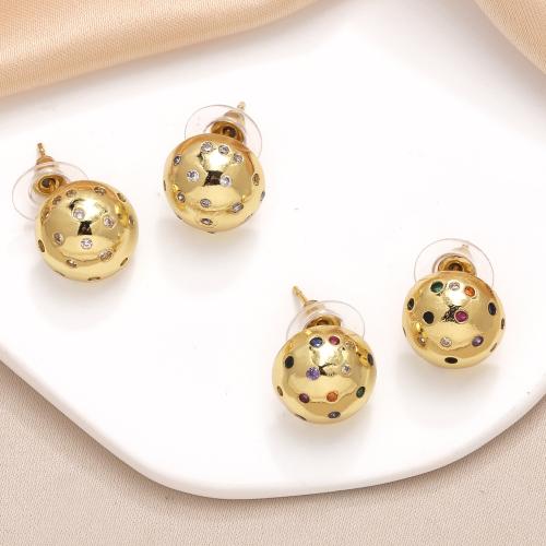 Cubic Zirconia Micro Pave Brass Earring gold color plated fashion jewelry & micro pave cubic zirconia nickel lead & cadmium free Sold By Pair