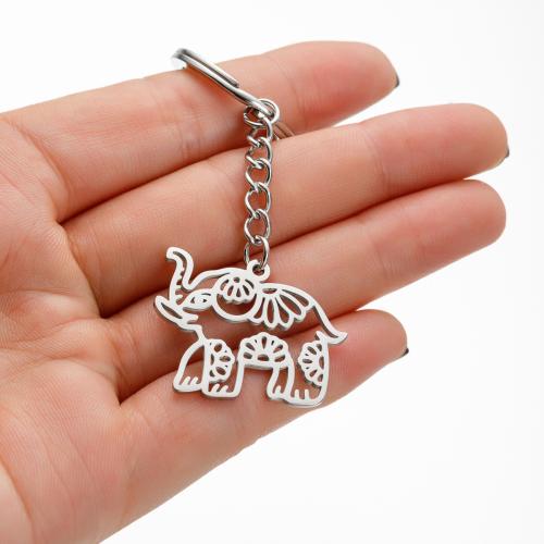 Stainless Steel Key Clasp 304 Stainless Steel Elephant plated multifunctional & Unisex & hollow original color Sold By PC